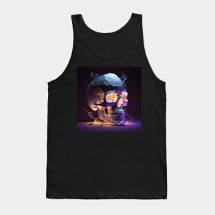 Shattered Glass Light Fire Skull Art Tank Top